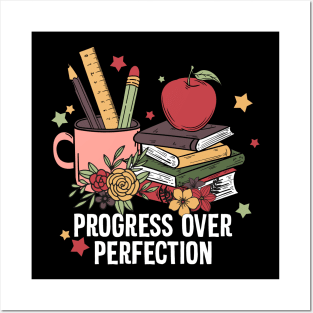 Progree Over Perfection Teacher Quote Gift Posters and Art